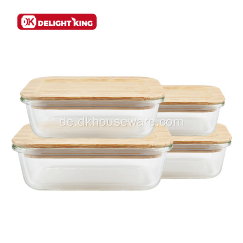 Lebensmittelbehälter aus Borosilikatglas mit Bambusdeckel